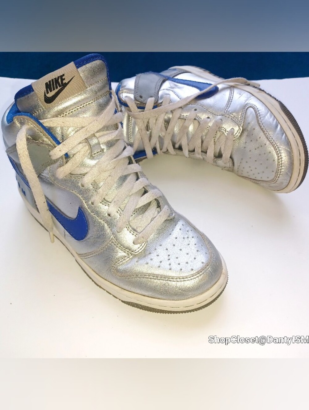 Nike Dunk High Custom Silver Metallic Sneaker Men 7.5/ Women 9